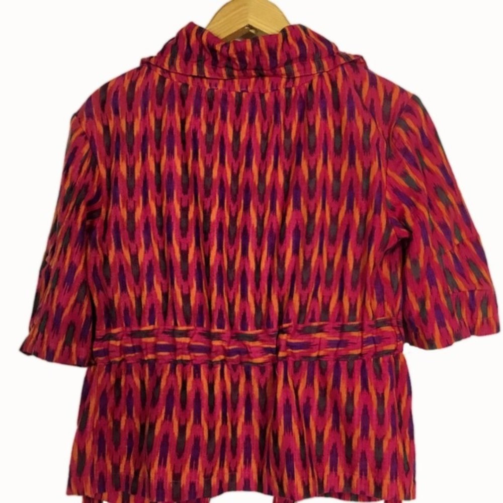 Pink Orange Ikat Print Tie Belt Jacket by Dolan - Picture 2 of 8